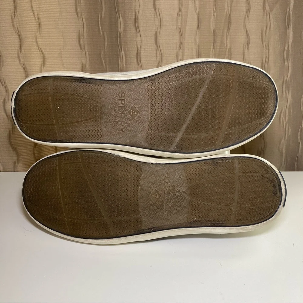 Sperry Top Sider Men's 11.5 Halyard Boat Shoes Tie Canvas 3 Eye White STS19141